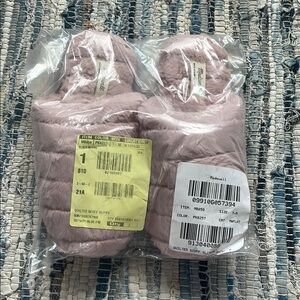 NWT Madewell Quilted Scuff Slippers in Recycled Faux Fur, Dusty Blush, 7